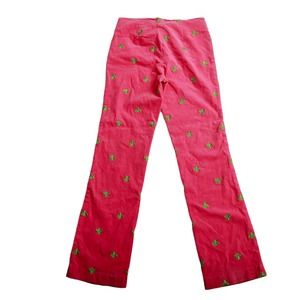 Lilly Pulitzer pink flared Pants pull on green embroidered bees‎ size 2